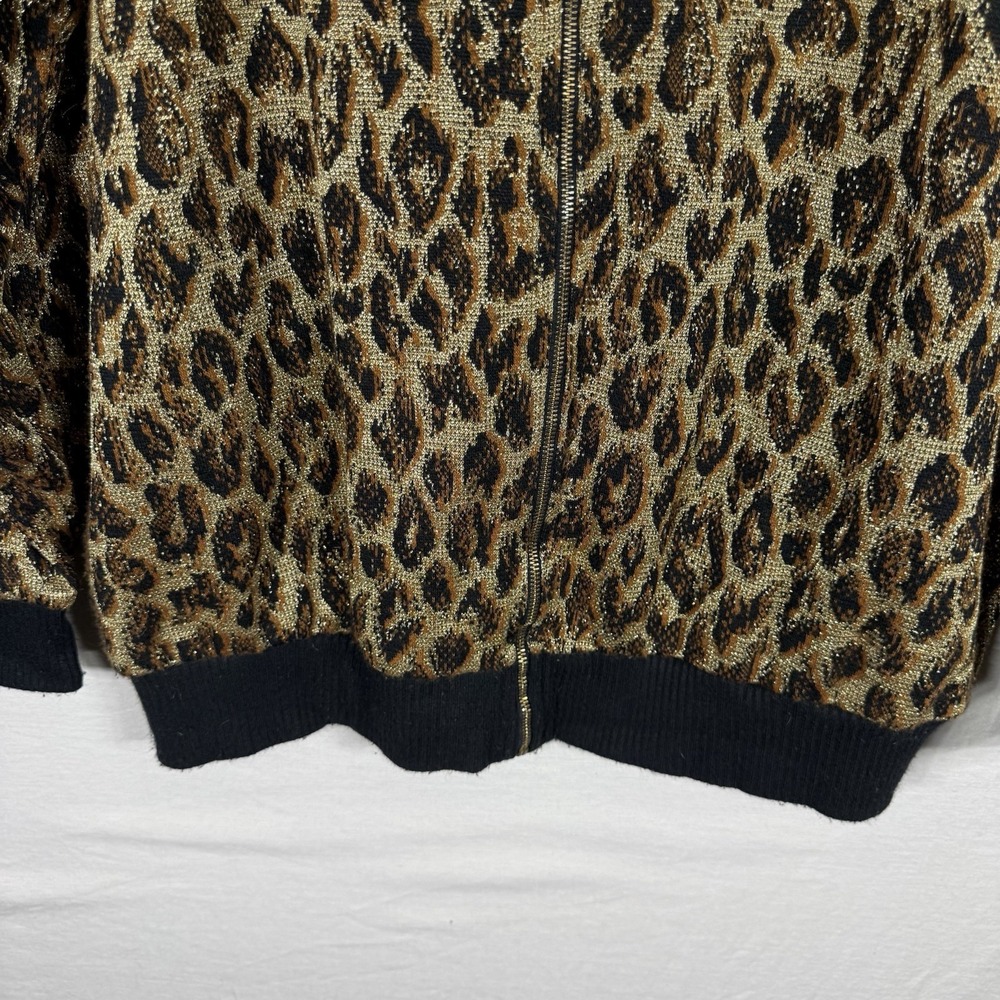 Vintage Kathleen Usherwood for Periphery Leopard  Bomber‎ Jacket Gold Black M - Picture 5 of 9